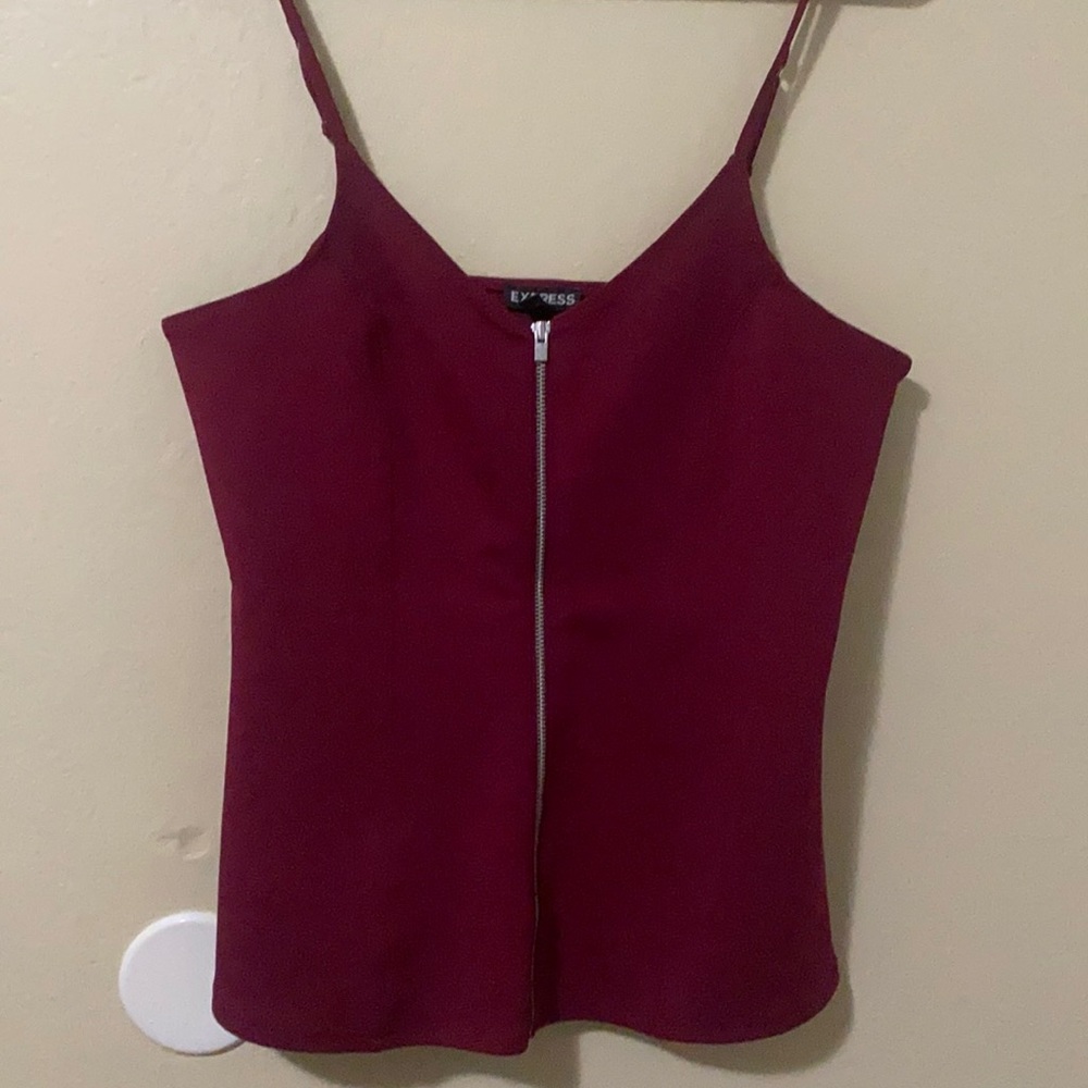 Express burgundy tube top with zipper